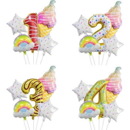 40 inch donut rainbow number balloon children birthday party decoration ice cream latex balloon donut wedding baby shower gift