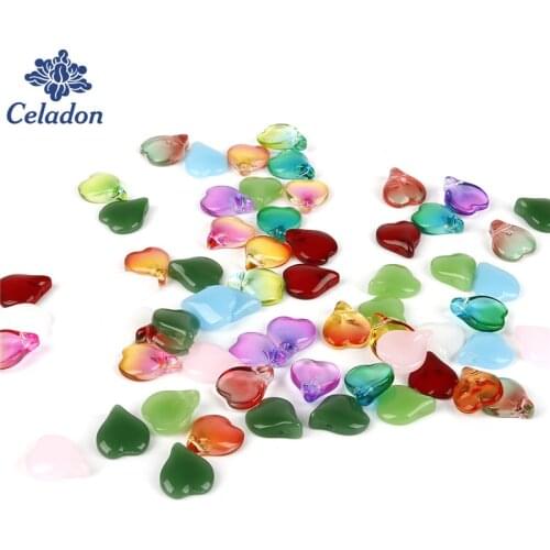 Fashion 5PCS Petal Czech Glass Beads Gradient Two-tone Flower Beads For DIY Jewelry Making Accessory 13x15MM Hole 2MM 2018 New