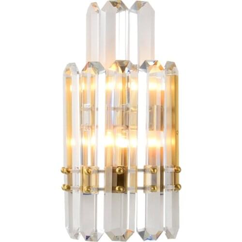 Luster Crystal Shade Wall Lamps Full Copper Post Modern Luxury Living Room Sconce Wall Lights American E14 Bedroom Study Fixture