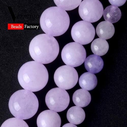 Natural Stone Beads Light Purple Jades Angelite Beads For Jewelry Making 6 8 10mm Mineral Stone Diy Bracelets 15inch