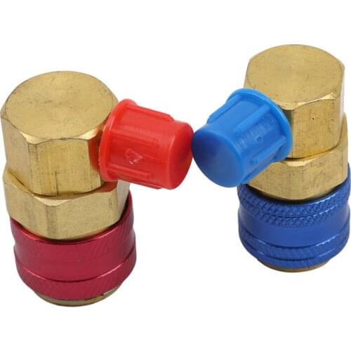 1 Pair Freon R134A H/L Auto Car Quick Coupler Connector Brass Adapters Air Conditioning Refrigerant Adjustable AC Manifold Gauge