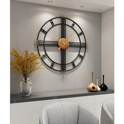 80cm Simple wall clock European style wrought iron living room clocks creative fashion mute home modern decorative clock