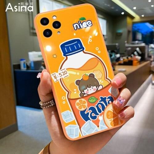 ASINA Original Liquid Silicone Tempered Glass Case for iPhone 11 12 Pro Max 12Mini XS XR X Cartoon Cover For iPhone 6 7 8 Plus