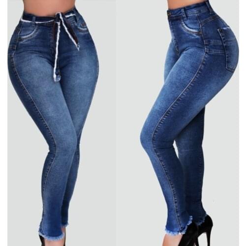 High Waist Jeans Women Skinny Tassel Denim Jean Slim Stretch Push Up Pencil Pants Woman Sexy Butt Shaping Jeans Pantalon Femme