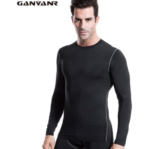 GANYANR Brand Compression Shirt Long Sleeve Man Undershirt Fitness Dry Fit Running Shirts Bodybuilding Sport Shirt Jogging Suits