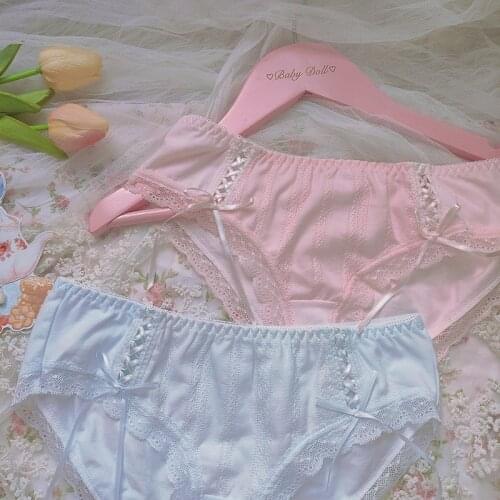 Cotton Japanese underwear girl cross ribbon comfortable student cute soft cute briefs bow