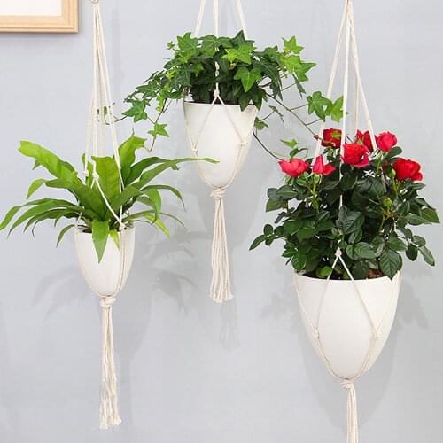 Lazy Big Flowerpot Plant Pots White Garden Tool Modern Laotton Rope Fashion Shell Shape Home Wall Decoration D Hanging Basin