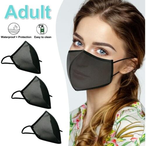 3pc Kid Adult Black Face Mask Breathable Washable Mesh Mask For Teenagers Summer Mouth Mask Earloop Bandage Masques