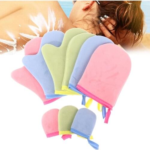 Reusable Body Fake Tan Applicator Tanning Gloves Cream Lotion Mousse Self Tanner made of soft sponge-covered PE film