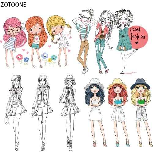 ZOTOONE Fashion Girls Patches for Clothing DIY Iron on Transfer Patch Application Thermo Heat on Clothes Sticker Applique Badges