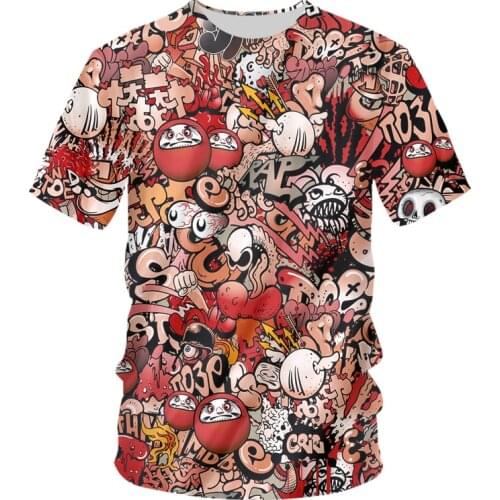 OGKB Terror Graffiti 3D Short Sleeve Hip-hop Harajuku Loose T-shirt Mens Trend Oversized Japanese Streetwear Couple Clothes 6XL