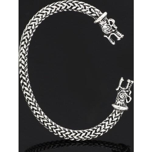 Men nordic viking odin wolf king chain amulet bracelet adjustsize