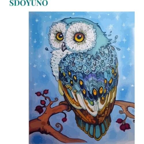 SDOYUNO 60x75cm Oil Painting By Numbers Animals Frameless DIY Picture By Numbers Owl Digital Hand Painting On Canvas Home Decor