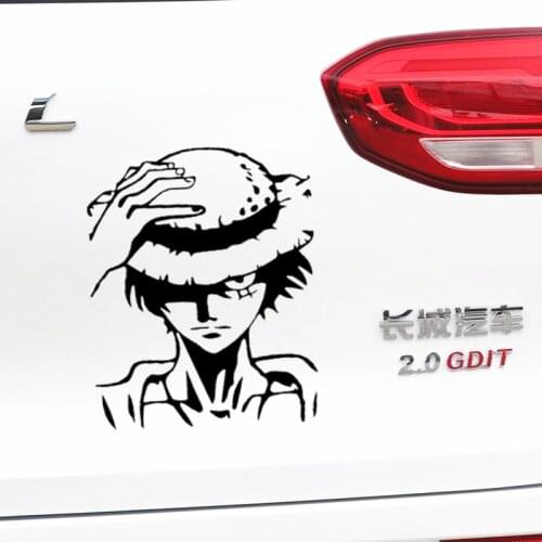 Car Stickers ONE PIECE Monkey D. Luffy Cartoon Funny Creative Decals For Tail Vinyls Auto Tuning Styling D16