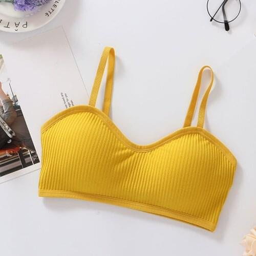 New solid color cotton beauty back strap wrapped chest girl bra thread sexy bottoming tube top ladies underwear