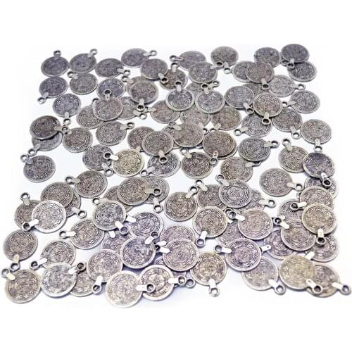 Beachy Chic Carving Flower Gold/silver Coin Charms DIY Statement Necklace&earrings Festival Ethnic Turkish India Tribal Jewelry