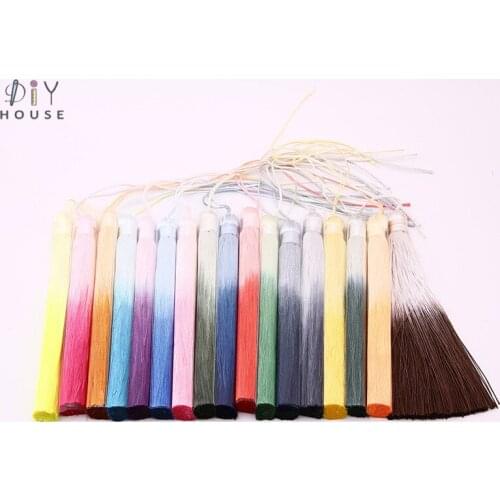 10Pcs Gradual Change Color Tassel Fringe Pendant DIY Crafts Silk Party Tassels Trim Garments Curtains Decor Earrings Components