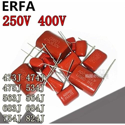 10pcs CBB22 CBB21 polypropylene film capacitor 250V 400V 0.047UF 0.47UF 4.7UF 473J 474J 475J 534J 563J 564J 683J 684J 754J 824J