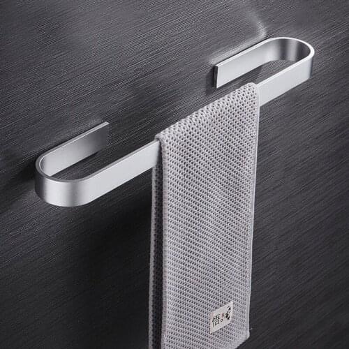 Towel Holder Bathroom Towels Rack Hanger Black Silver 304 Stainless Steel Wall Hanging Towel Bar Organizer Kitchen Storage Shelf