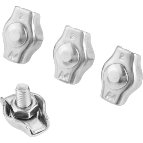 4Pcs 2mm Stainless Steel Simplex Wire Rope Clip Fixing M2 Cable Clamps Caliper For Heavy-duty Rigging Rope