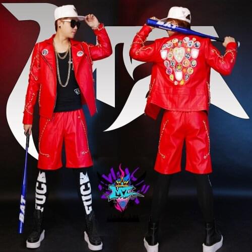 S-5xl ! 2020 Men Fashion Slim Dj Gd Handmade Cloth With Gold Chain Locomotive Leather Jacket Coat Plus Size Costumes Clothing