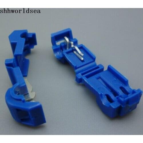 Shhworldsea 100pcs Blue 16-14 AWG T-TAPS QUICK SPLICE CONNECTORS SCOTCH LOCK WIRE TERMINAL CRIMPS
