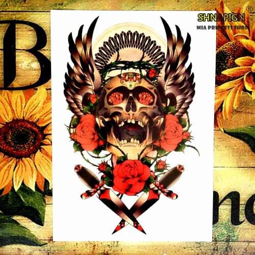 SHNAPIGN Skeleton Warrior Temporary Body Art Flash Tattoo Stickers 12*20cm Waterproof Henna Styling Home Decor Wall Sticker
