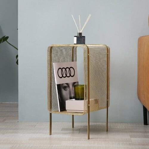 Nordic iron shelf bedside floor storage shelf creative bedside table storage magazine shelf