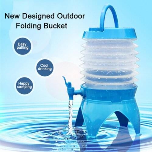 Outdoor Camping Foldable Bucket Collapsible Water Bag Container Folding Bucket With Tap Portable Water Bag Beverage Dispenser