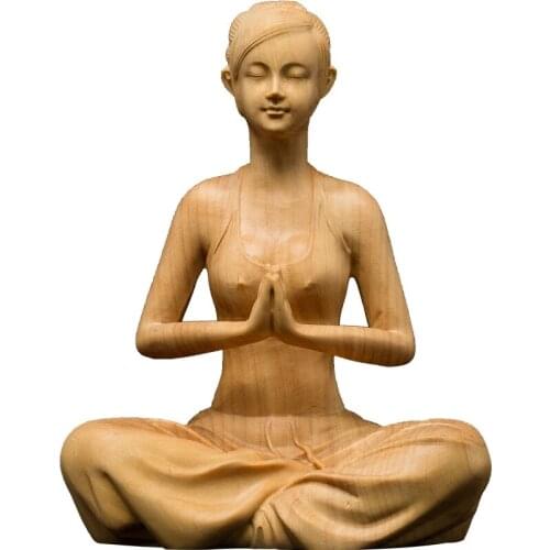 10cm Yoga Beauty Figure Statue Decoration Rare Collection-Chinese Hand Carved Boxwood Statues Chinese Qing art antique vintage