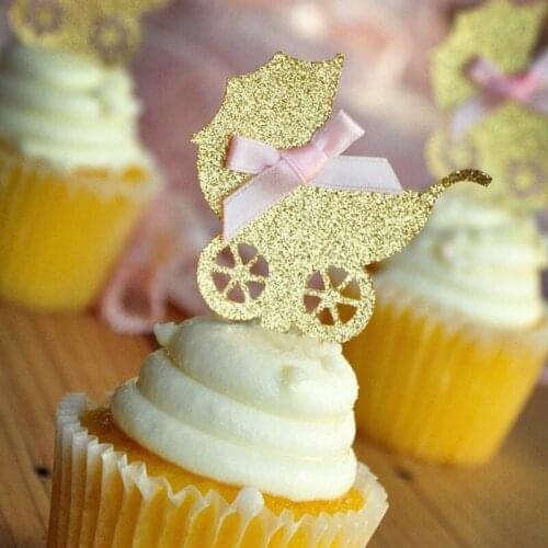 2020 Personalize Baby Carriage Baby Shower gitter Cupcake Toppers Handcrafted in 3-6 Business Days Baby Shower Ideas birthday