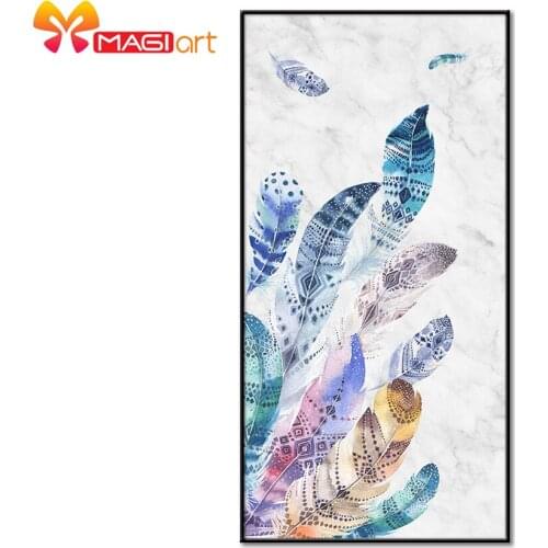 Cross stitch kits Embroidery needlework sets 11CT water soluble canvas patterns 14CT Cartoon Style Watercolor feathers-NCMC012