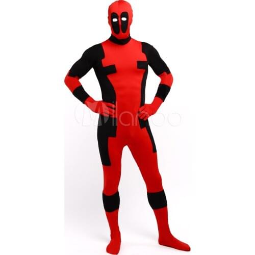 High Quality Halloween Carnival Party Color Block Superhero Bodysuit Zentai Suit