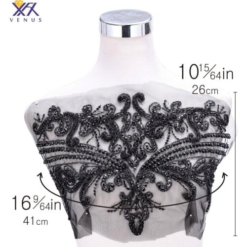 XFX VENUS 1pc beautiful flowers beaded bodice applique and crystal bodice Lady handmake Wedding Dress Accessories
