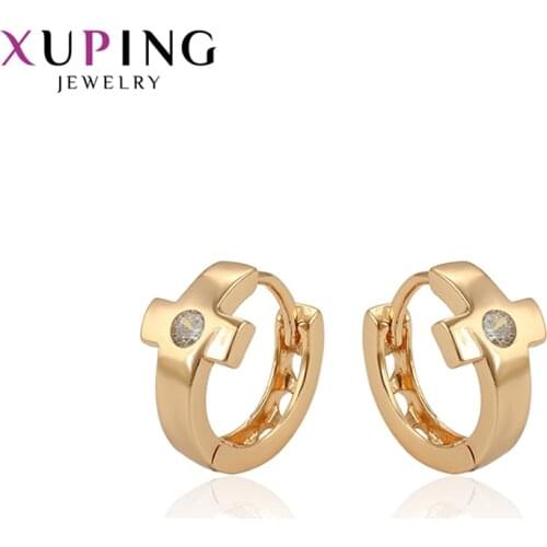 Xuping Cross Jewelry for Women Hoop Earrings Valentines Gifts Gold-color Plated Synthetic Cubic Zirconia Jewelry 97450