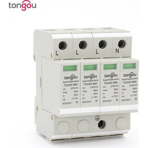 SPD 3P N 4P 30KA~60KA B ~275VAC House Surge Protector Protection Protective Low-voltage Arrester Device