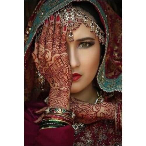 Lady diamond art painting indian woman mosaic embroidery beauty picture puzzle stones stickers home decor needlework craft diy