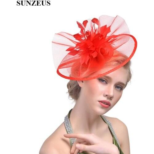 Ladies Wedding Hats for Bridal Feathers Wedding Accessories Tulle Fascinators Womens Party Hats chapeu casamento SH35