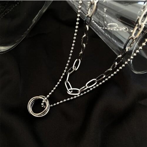 Fashion Jewelry Round Small Pendant Chain Around the Neck Gothic Style Multilayer Necklaces For Women Vintage Sweater Chokers