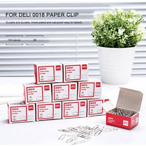 100 Pcs / Box Paper Clip For Deli 0018 Paper Clips Office Financial Supplies Business File Office Stationery