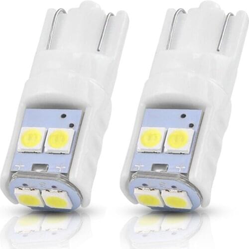 2Pcs Ceramic W5W T10 LED 3030 SMD Car 194 168 Wedge Reverse Instrument Panel Reading Trunk Lamp White 6000K Bulbs Auto 12V