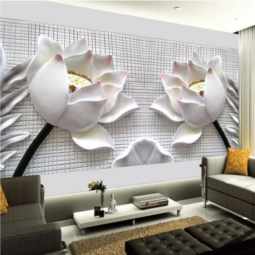 Beibehang Custom Photo Wallpaper Lotus Floral Mural TV Background wallpaper for walls 3 d papel de parede para quarto wall paper