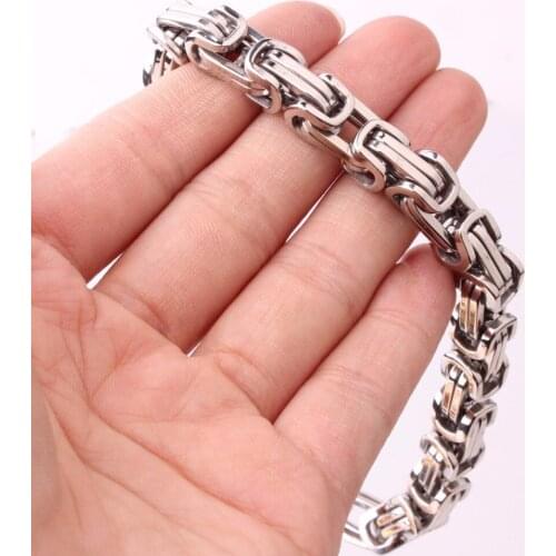 Granny Chic 4/5/8mm Men Bracelets Jewelry Punk Silver color Byzantine Style Stainless Steel Chains Link Cool Party Gift