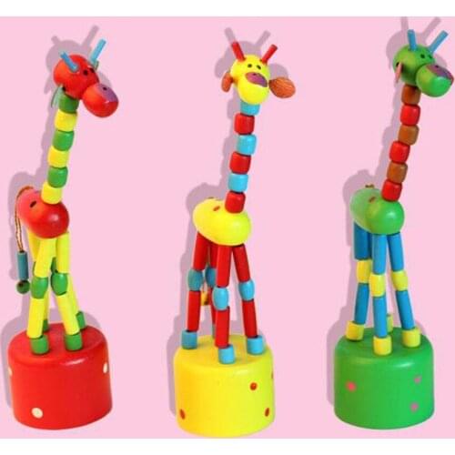 Kids Intelligence Toy Dancing Stand Rocking Wooden Toy mini Cartoon giraffe toy childhood Early interactive toys wholesale