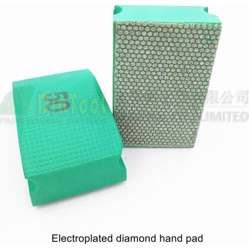 DIATOOL 2pcs Dotted Electroplated Diamond Hand Polishing Pad 90X55MM Hard Foam-Backed Hand Pad