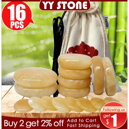 Hot stone NEW Tontin Yellow Jade Body Massage Hot Stone Beauty Salon SPA Tool Heating Bag 110V or 220V Health Care massage stone