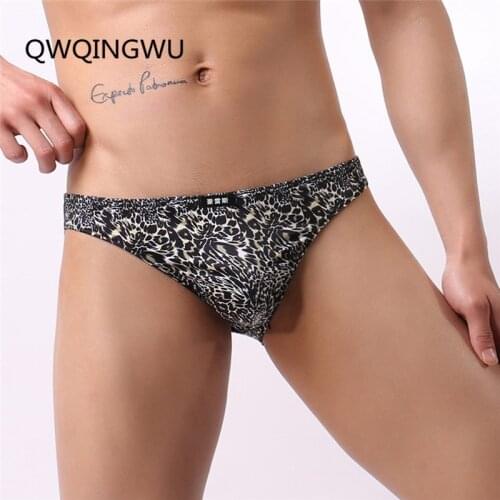 Mens Underwear Leopard Printing Briefs Male Sexy Low-rise Comfy Underpants Bikini Shorts U Convex Underwears Man Panties Brie