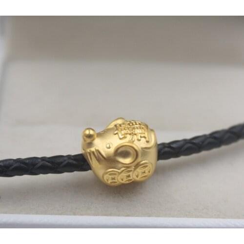 New Arrival Pure 999 24K Yellow Gold Pendant 3D Craft Lovely Coin Mouse Bead 1.2-1.5g 13x11mm