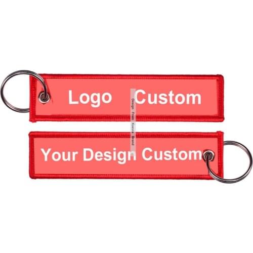 Custom Key Tags Label Embroidery Key Fobs INSERT BEFORE FLIGHT Polyester Lanyard Luggage Strap Tag for Aviation gifts