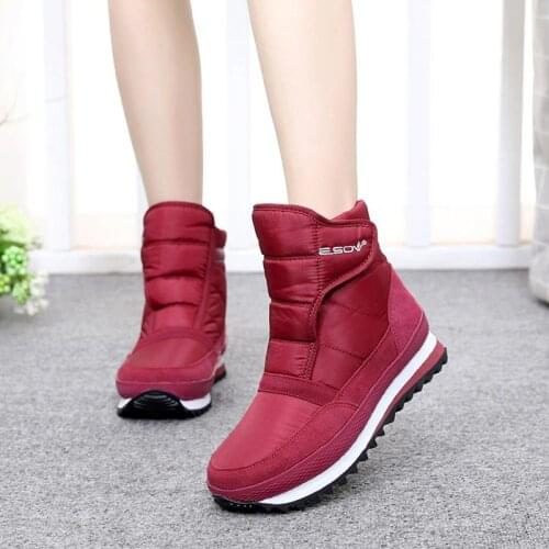 Warm Plush Snow Boots 2021 New Hook&loop Winter Boots Women Shoes Non-slip Ankle Boots Waterproof Flat Shoes Woman Plus Size